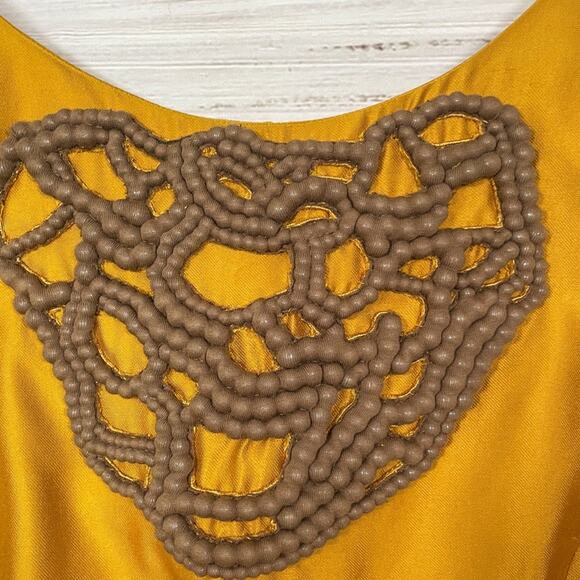 Tibi Silk Brocade Embellished Yellow Sheath Dress, EUC, Size 6, MSRP $495 - Picture 3 of 14